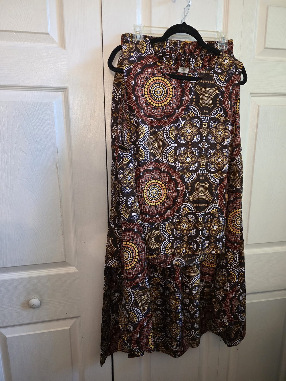 Patterned Brown Palazzo Pantsuit, One Size Plus